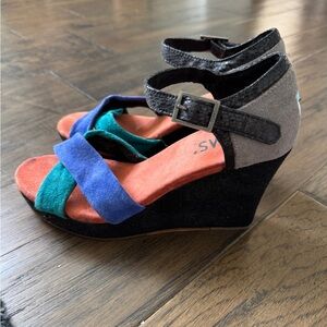 TOMS Color Block Sandal Wedges